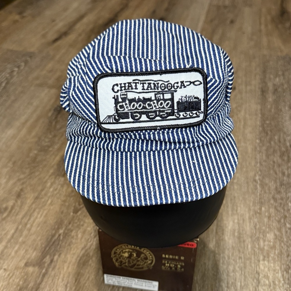 Vintage 80s Chattanooga Tennessee Conductor Snapback Youth Kids Hickory Stripe